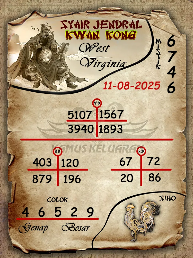syair jendral kwan kong West Virginia 11 08 2025