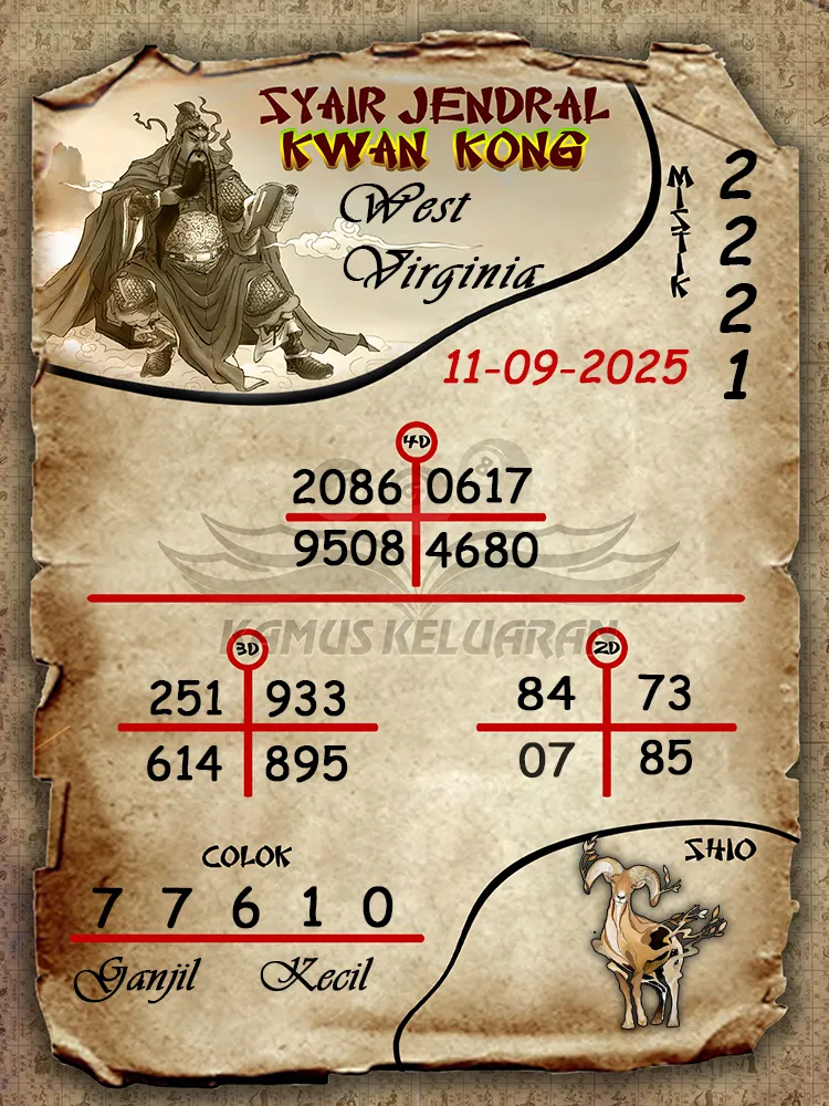 syair jendral kwan kong West Virginia 11 09 2025