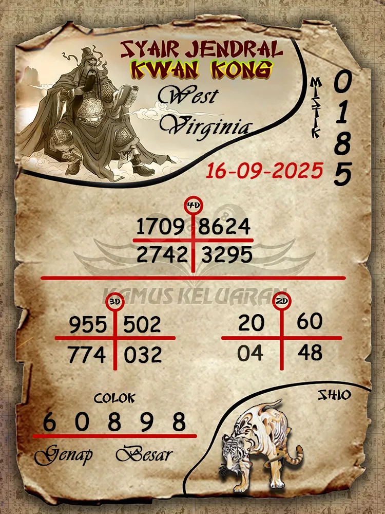 syair jendral kwan kong West Virginia 16 09 2025