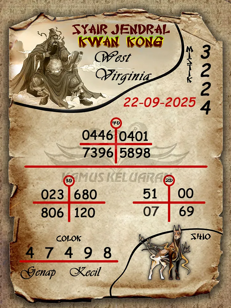 syair jendral kwan kong West Virginia 22 09 2025