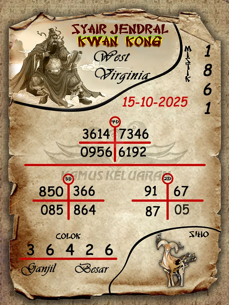Syair Jendral Kwan Kong West Virginia 15 10 2025