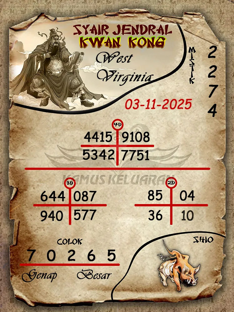 Syair Jendral Kwan Kong West Virginia 03 11 2025
