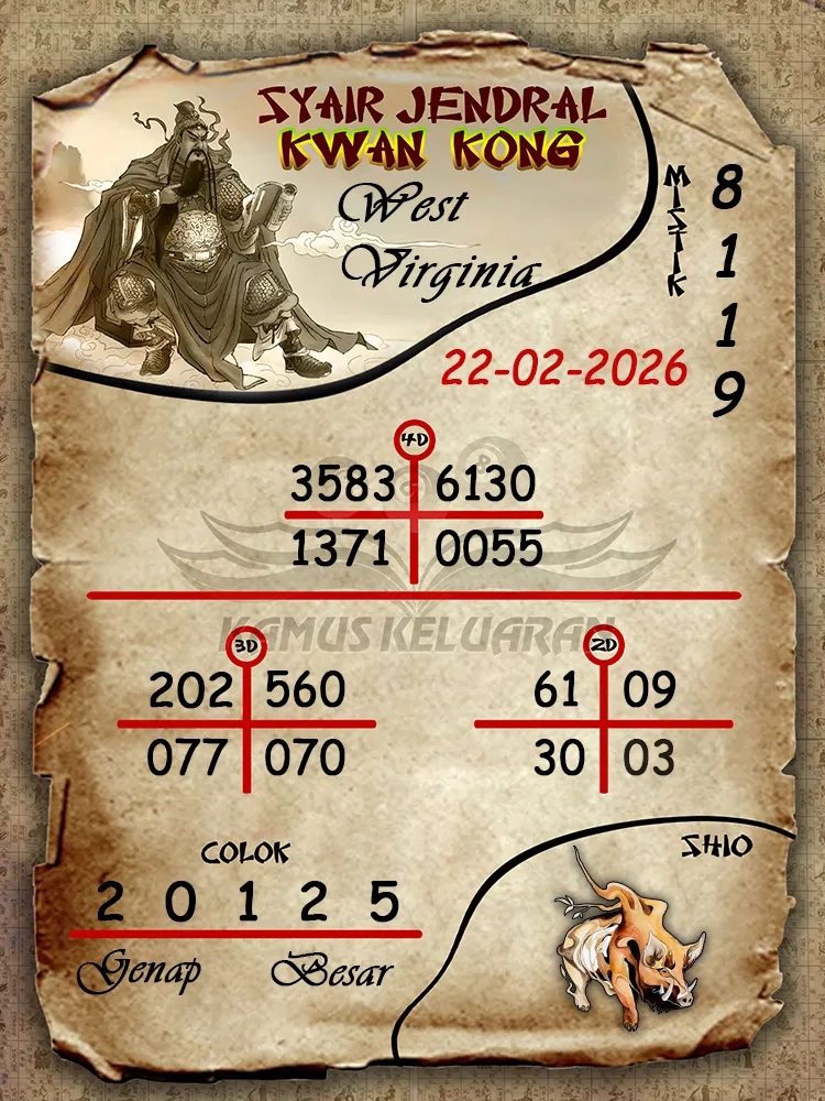 Syair Jendral Kwan Kong West Virginia 22 02 2026